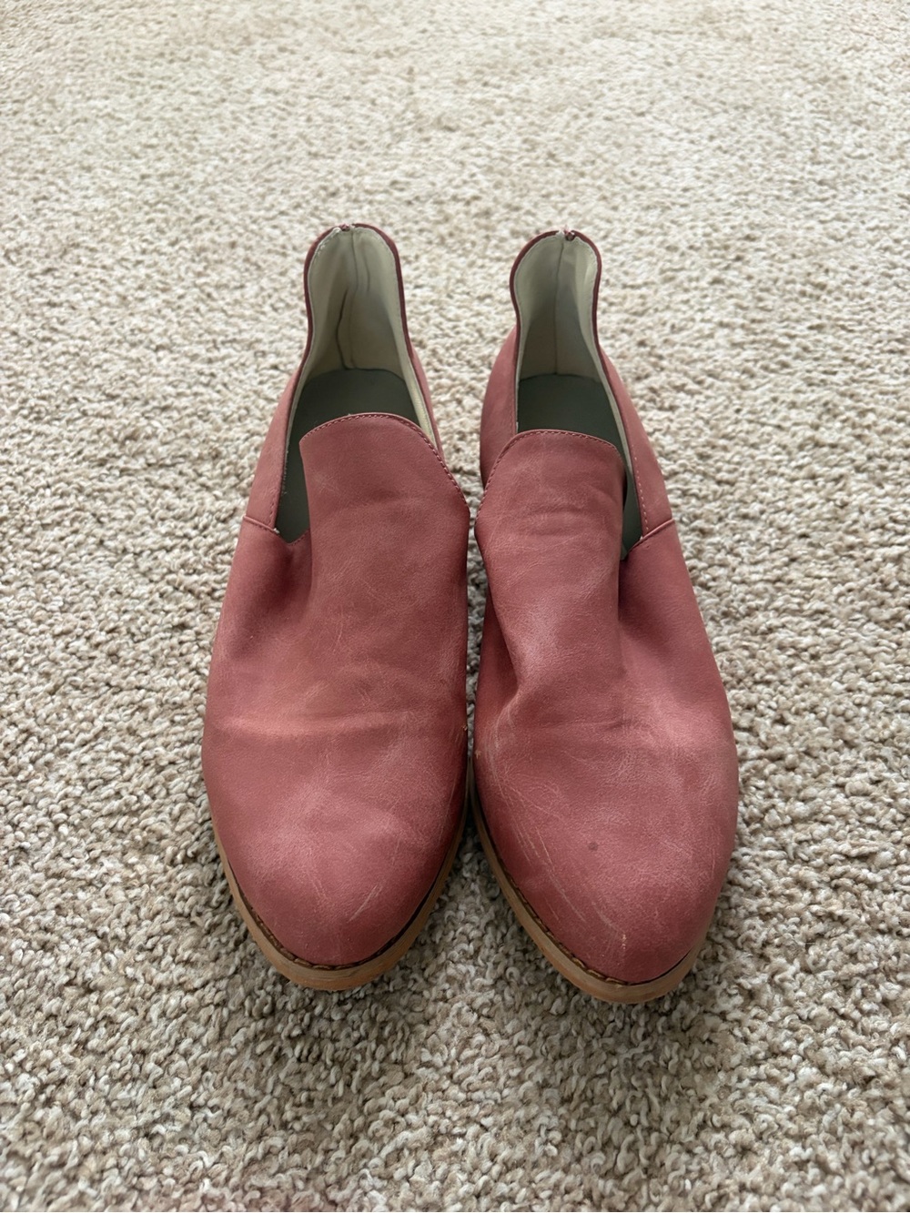 Dusty Rose Leather Slip-On Loafers